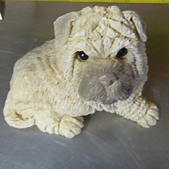 Sharpei Dog Stone Critter Littles Collectible Ceramic Figurine Vintage - Picture 2 of 4
